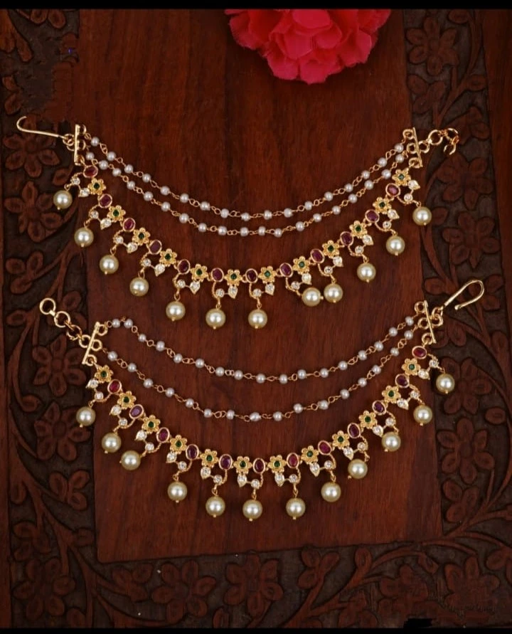 Gold-Plated Pearl Stone Anklet (Pair)